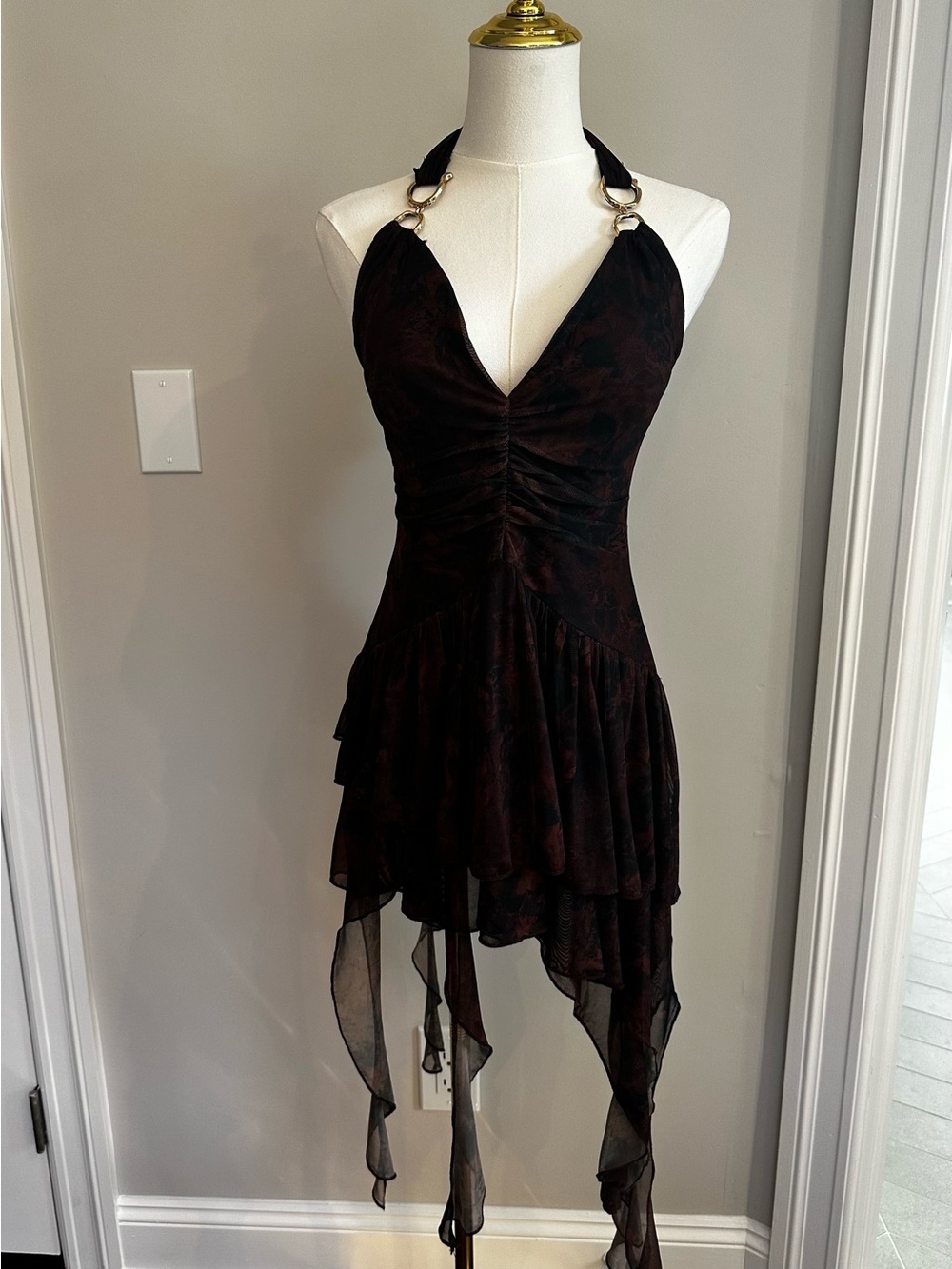 Urban Outfitters Rosa Mesh Halter Mini Dress - Picture 4 of 8
